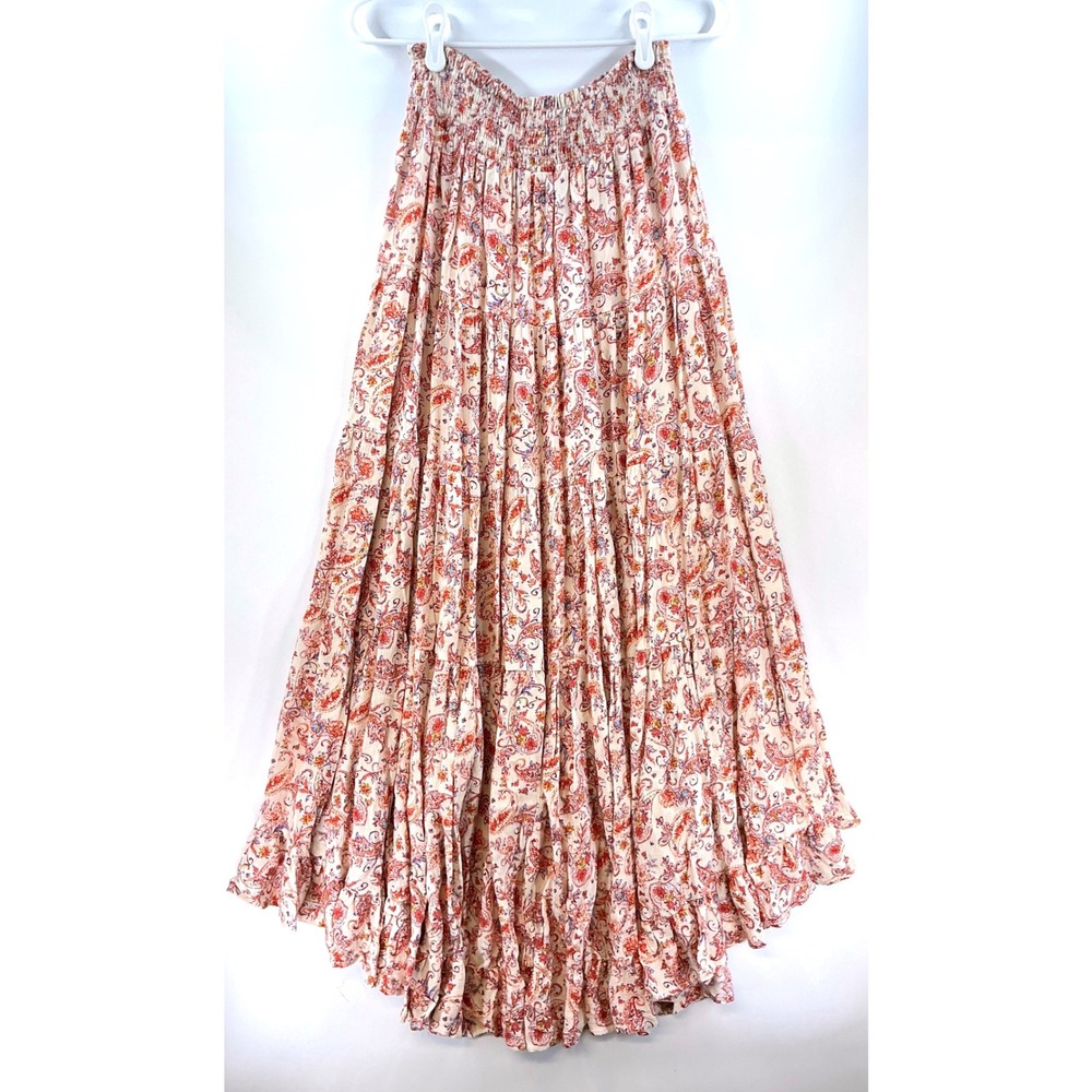 Wild Moss Boho Floral Paisley Tiered Maxi Skirt Sz S Cottagecore Peasant Prarie - Picture 2 of 9